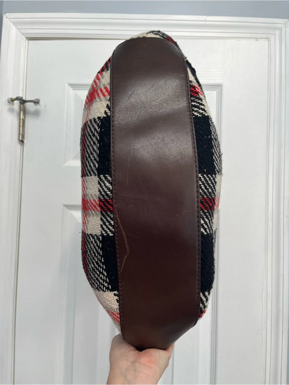 Kate Spade NY Storybook Lining Ruby Park Shon Hobo Bag Plaid Wool Red